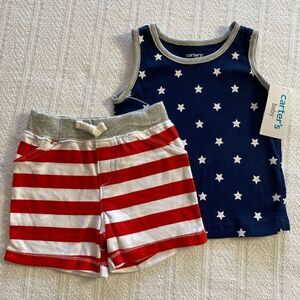 CARTER'S Baby Boy 9M Patriotic Tank Top and Short Set